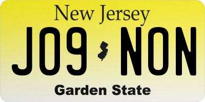 NJ license plate J09NON