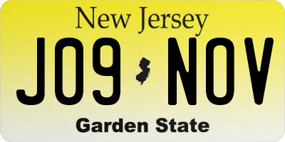 NJ license plate J09NOV