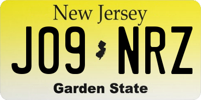 NJ license plate J09NRZ