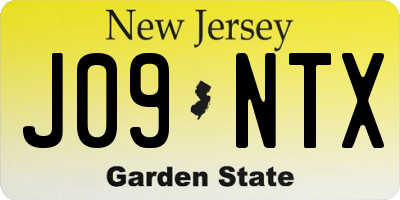NJ license plate J09NTX