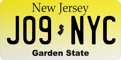 NJ license plate J09NYC