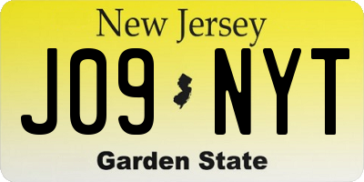 NJ license plate J09NYT