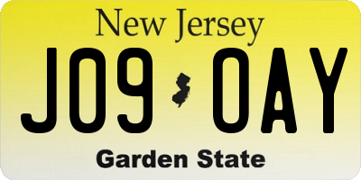 NJ license plate J09OAY