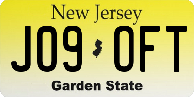 NJ license plate J09OFT