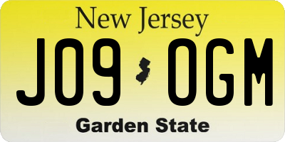 NJ license plate J09OGM