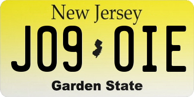 NJ license plate J09OIE