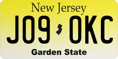 NJ license plate J09OKC