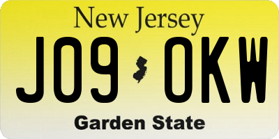 NJ license plate J09OKW