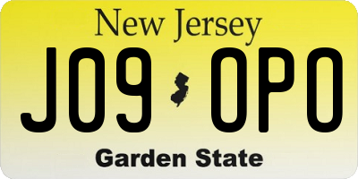 NJ license plate J09OPO