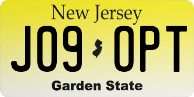 NJ license plate J09OPT