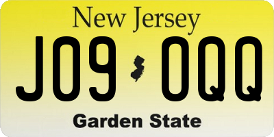 NJ license plate J09OQQ