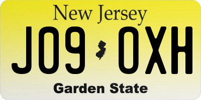 NJ license plate J09OXH