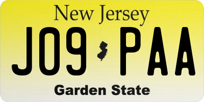 NJ license plate J09PAA