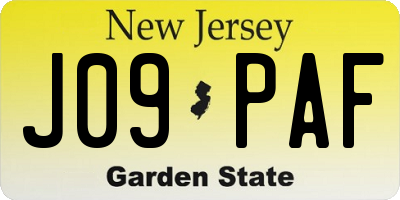 NJ license plate J09PAF
