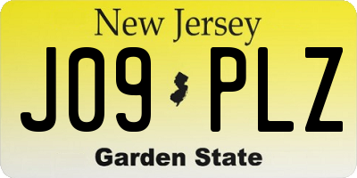NJ license plate J09PLZ