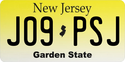 NJ license plate J09PSJ