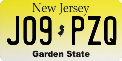 NJ license plate J09PZQ