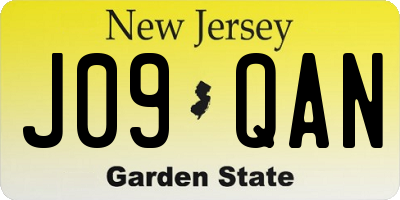 NJ license plate J09QAN