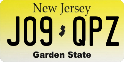 NJ license plate J09QPZ