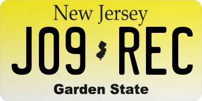 NJ license plate J09REC