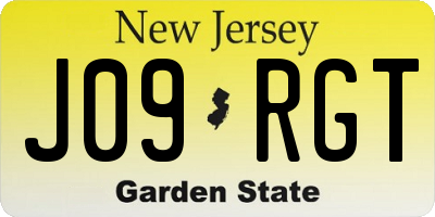 NJ license plate J09RGT