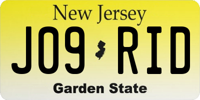 NJ license plate J09RID
