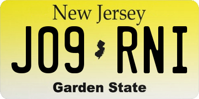 NJ license plate J09RNI