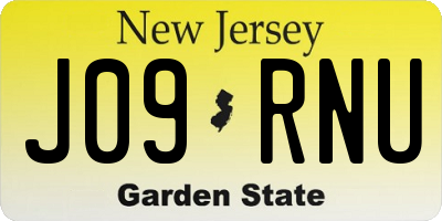 NJ license plate J09RNU