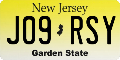 NJ license plate J09RSY