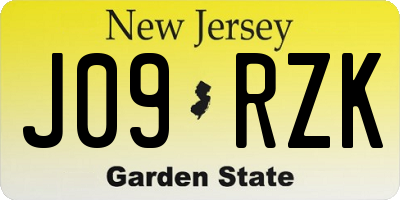 NJ license plate J09RZK