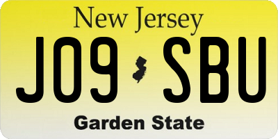 NJ license plate J09SBU