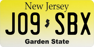 NJ license plate J09SBX