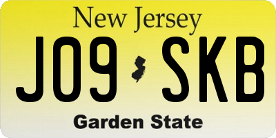 NJ license plate J09SKB