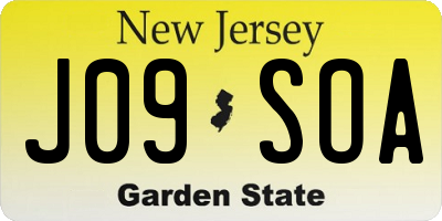 NJ license plate J09SOA