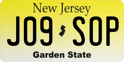 NJ license plate J09SOP