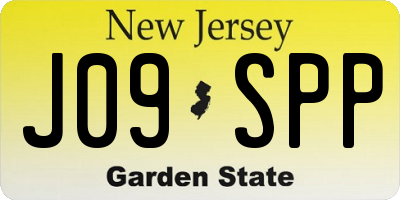 NJ license plate J09SPP