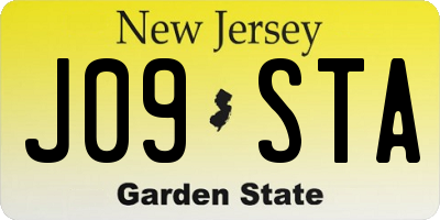 NJ license plate J09STA
