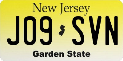 NJ license plate J09SVN