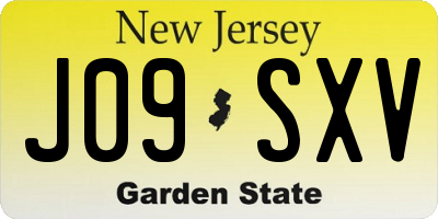 NJ license plate J09SXV