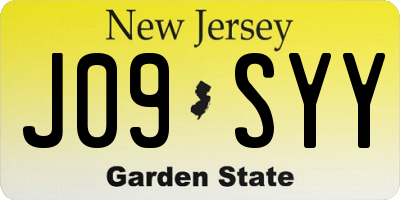 NJ license plate J09SYY