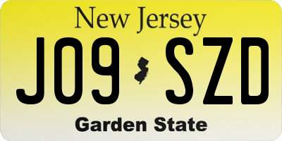 NJ license plate J09SZD