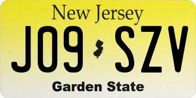 NJ license plate J09SZV