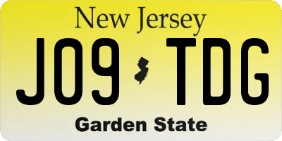 NJ license plate J09TDG
