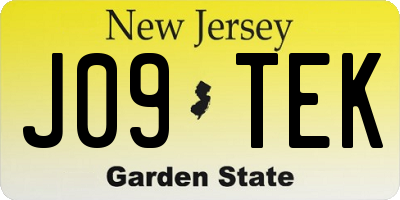 NJ license plate J09TEK