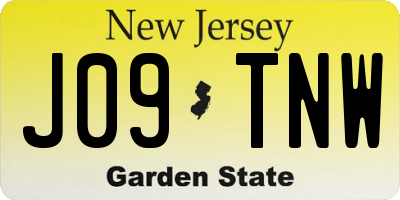 NJ license plate J09TNW