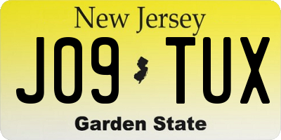NJ license plate J09TUX