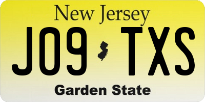 NJ license plate J09TXS