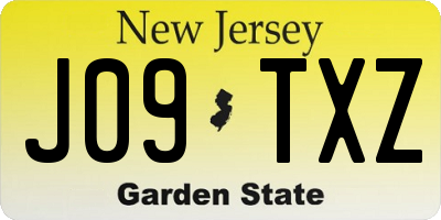 NJ license plate J09TXZ