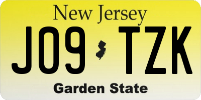 NJ license plate J09TZK