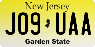 NJ license plate J09UAA